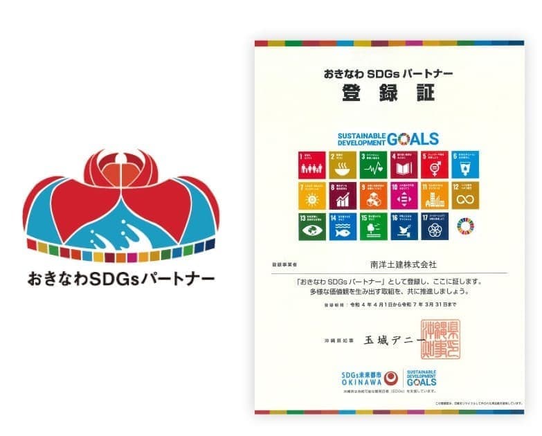 おきなわSDGsパートナー 登録証
